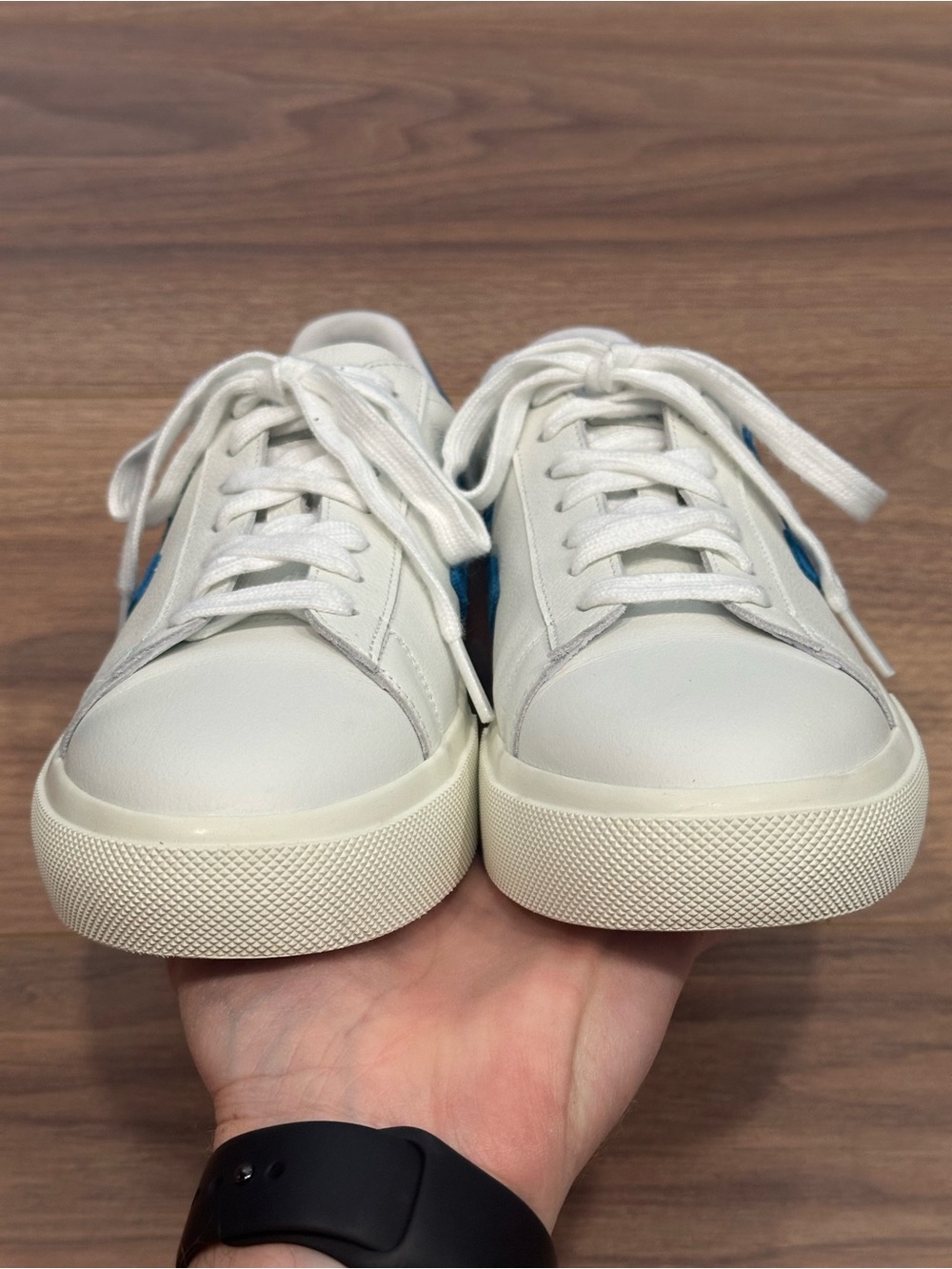 Veja Campo Leather Sneaker in White/Swedish Blue Size 7 - Picture 6 of 11